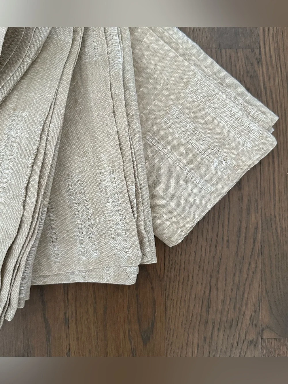 Matouk Set of 4 Linen Variegated Heavyweight Linen Napkins Beige / Cream 20